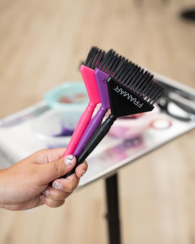 Framar Hair Color Brush Set - Hair Dye Brush Kit, Hair Coloring Brushes for Hair Stylist, Tint Brushes for Hair Color, Tapered Edges for Precision – 3 Pack