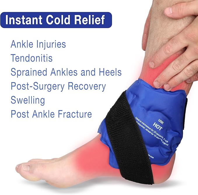 Fittest Pro Ankle Ice Pack Wrap for Swelling, Ice Pack for Injuires Reusable Cold Pack Wrap Hot Cold Therapy Ankle Ice Wrap for Sprained Ankles, Achilles Tendonitis