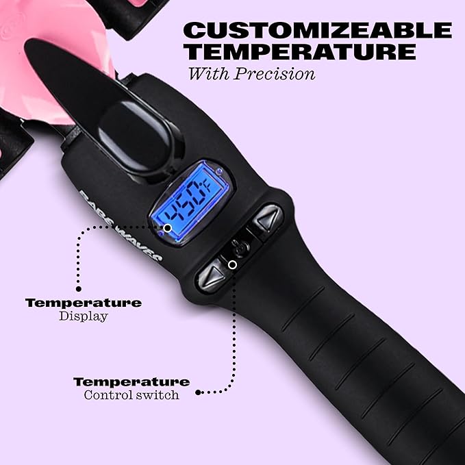 Trademark Beauty Three Barrel Hair Waver, Curling Iron, 1 Inch, Beach Waves, Quick Heat, Babe Waves Original, Adjustable Temperature Hair Curler - Pink