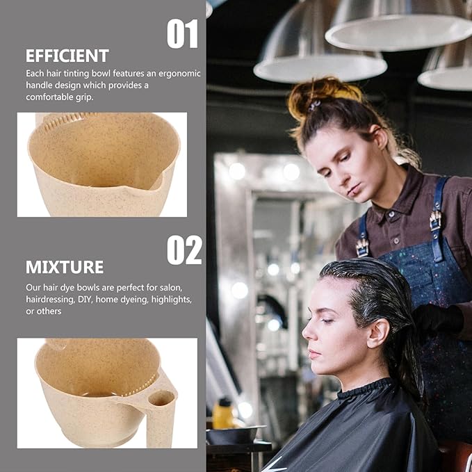 Luxshiny Hair Dye Bowls Set of 2 Mixing Bowls for Hairstylist Sturdy Handles Hair Coloring Kit