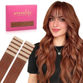 WENNALIFE Tape in Hair Extensions Human Hair Dark Auburn Copper Tape in Extensions, 10pcs 25g 18 inch Remy Invisible Tape Ins Straight Colored Soft Real Human Hair Tape in Extensions Refill Set Extens