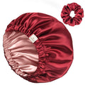 YANIBEST Adjustable Satin Bonnet Double Layer Hair Bonnet for Sleeping Bonnets for Women Hats Curly Natural Hair, Burgundy