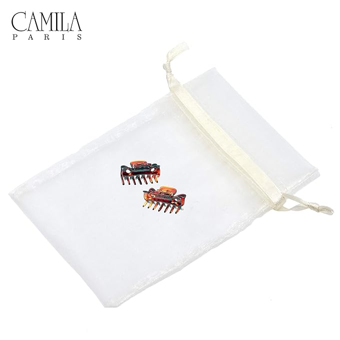 Camila Paris CP22/2 French Hair Clip for Women, 1.5 inch Set of 2 Tortoise Girls Hair Claw Clips Jaw Fashion Durable Styling Hair Accessories for Women, Strong Hold No Slip Grip, Made in France