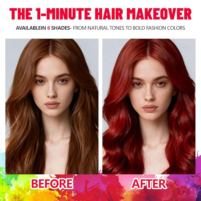 Red Temporary Hair Color Spray - Washable & Natural One-Time Use Hair Wax for Women & Kids & Adults - Strong Hold for Halloween, Cosplay, Party, Washes Out Easily