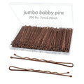 YINGFENG 220pcs 2.76 Inch Large Brown Bobby Pins for Women, Jumbo Long Pins with Box, Reusable Non Slip Big Pins Great For Thick Hair