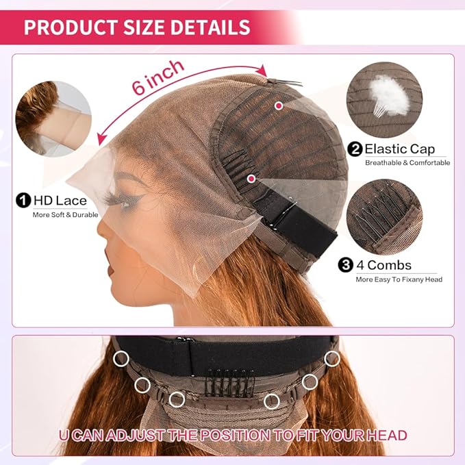 Highlight Ombre 13x6 Lace Front Body Wave Wigs Human Hair Pre Plucked 4/27Honey Blonde HD Transparent 13x6 Body Wave Frontal Wigs With Baby Hair 32Inch