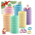 100 Pcs Thick Seamless Spring Hair Ties, Ponytail Holders Hair Accessories No Damage for Thick Hair Christmas Gift(Spring Colors)