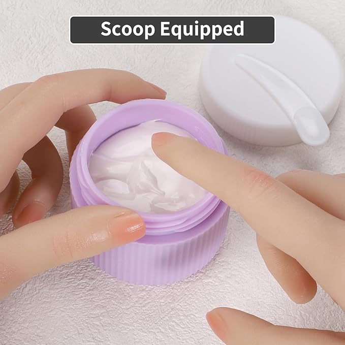 ME.FAN Travel Containers for Toiletries, TSA Approved 2 oz Silicone Cream Jars, Leak-proof Journey Containers, Trip Accessories with Lid for Cosmetic Face Hand Body Cream 4 Pack White Lid Bright