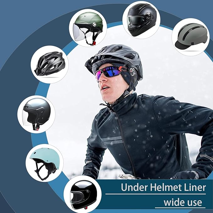 Skull Cap Helmet Liner for Men Women Hard Hat Liner Winter Cycling Cap Under Helmet Thermal Fleece Beanie