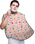 Beard Bib Apron for Men Shaving, Waterproof Non-Stick Hair Catcher with Suction Cups, Grooming Essential for Dad Husband, Japanese Cute Lucky Cat Pink Shave Bib