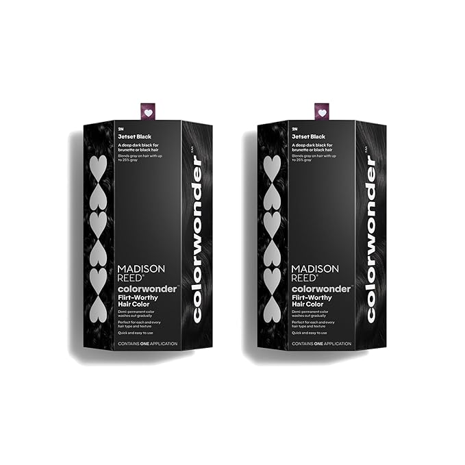 Madison Reed colorwonder Demi-Permanent Hair Color, Effortless At-Home Hair Dye, Ammonia-Free, Cruelty-Free, Jetset Black (2N True Black), Pack of 2