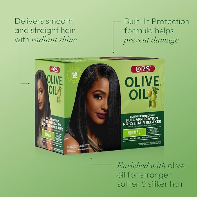 ORS Olive Oil Built-In Protection Full Application No-Lye Hair Relaxer Normal Strength (Pack of 3)