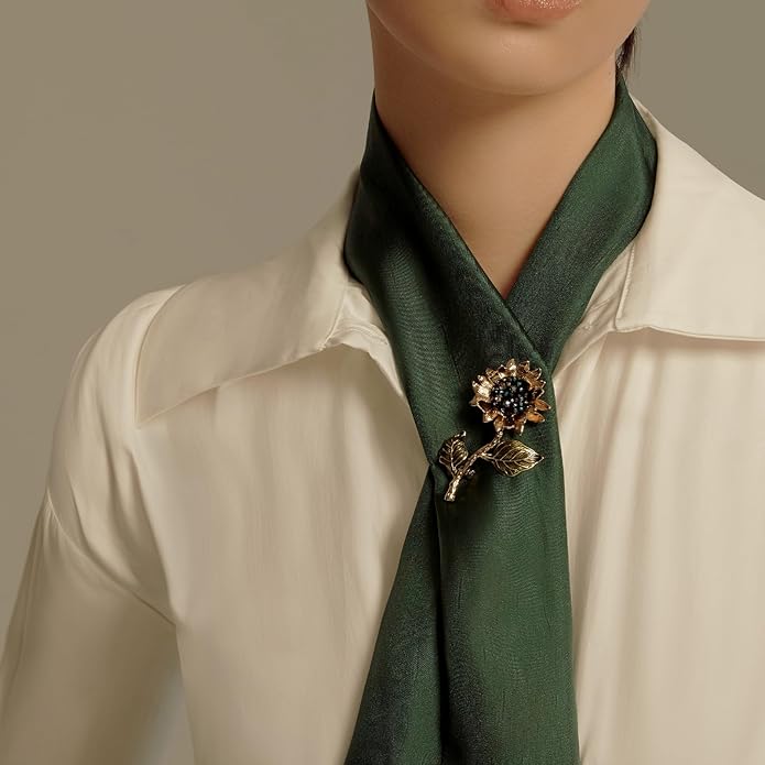 Sunflower Brooch pin with hand beading, She's Free Style Just For You Flower Oil Dropping Brooches for women, Metal Plating Process Safety pins with Nail Bead Crystal
