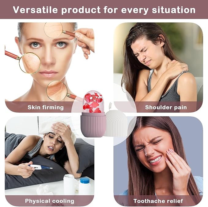 XHJRI Ice Face Roller Massager,Ice Cube Roller for Face, Eyes and Neck Naturally Conditioning and Skin Care,De-Puff Eye Bags,Reduce Migraine Pain,Reusable Massage Silicone Ice Mold (Brown)