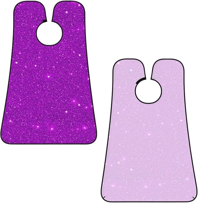 Non-Stick Beard Shaving Bib, Hair Catcher Apron with Suction Cups, Waterproof Grooming Tool for Men Husband, Purple Glitter Sparkle Texture Shave Bib
