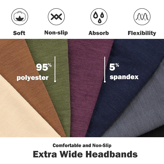 IVARYSS Extra Wide Boho Headbands for Women Non-Slip, 7'' Large Twist Knotted Stretchy Wraps Head Bands Hair Accessories, 4 Pack