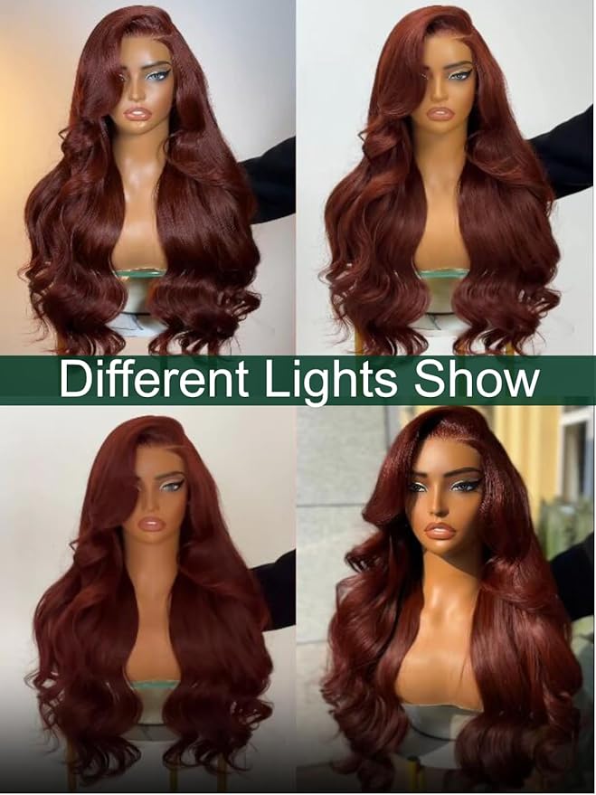 KLAIYI Bye Bye Knots Glueless Wig Reddish Brown Body Wave 7x5 Pre Cut HD Lace Front Wigs Human Hair Put On And Go Wig Pre Bleached Pre Plucked with Baby Hair 30S Ready To Wear 150% Density Full 20Inch