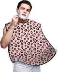 Stretchable Beard Cape, Non-Stick Hair Catcher for Trimming, Waterproof Grooming Apron, Cheetah Leopard Print Floral Pink