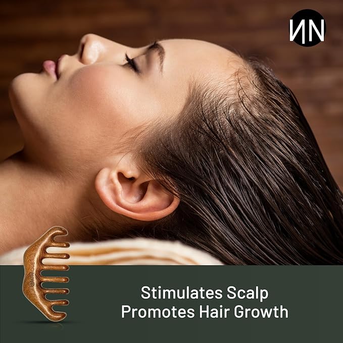Natnique Hair Growth Gift Set – Organic Castor & Rosemary Blend + Wooden Scalp Massager Comb – Cold-Pressed, Hexane-Free, Vegan & Cruelty-Free – Natural Scalp Massage & Hair Care Set for Men and Women