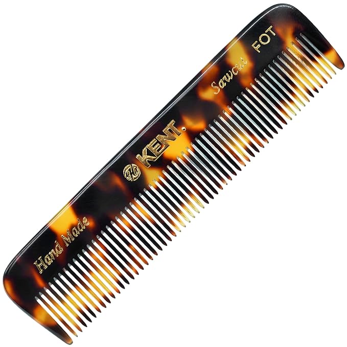 Kent FOT TY Fine Tooth Comb for Men - Handmade Pocket Comb for Travel, Styling, Fine or Thinning Hair, Mustache and Beard Care Handpolished Saw-Cut Made in England