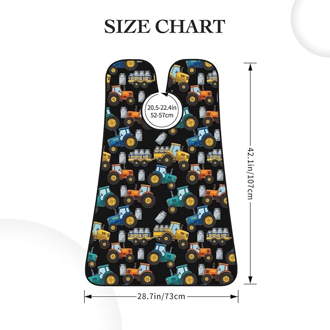 Beard Apron Hair Catcher, Cartoon Milk Farm Tractors Black Shave Bib, Waterproof Non-Stick Shaving Bib, Trimming Grooming Tool for Dad Men Anniversary