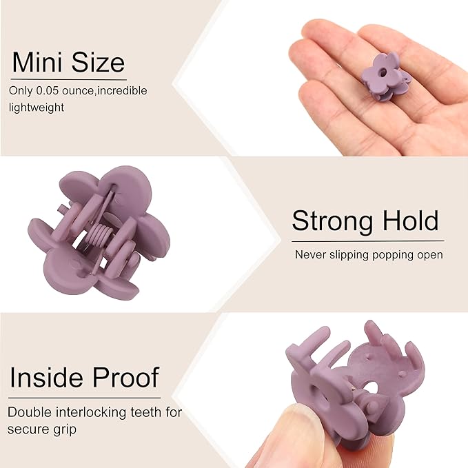Small Hair Clips for Thin Hair - Mini Flower Clips, Tiny Strong Hold Cute Jaw Clips, Nonslip Hair Styling Accessories with Box