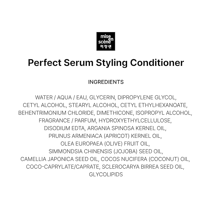 Mise En Scene Perfect Hair Perfume Conditioner - Styling Serum Conditioner - with Peony and Rose Scent, Styling Memory & Heat Protection, Enriched with Argan Oil, Daily Nourishing, 22.99 Fl. Oz.
