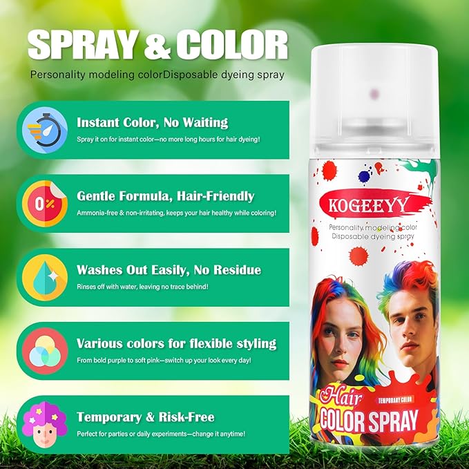 Christmas Temporary Hair Color Spray for Kids Women,One-Time Use Blue Hair Spray, Washable Temporary Hair Dye, Natural Hair Color Wax, Non-sticky Hair Spray for Cosplay, Party, Halloween(Blue,4.06Oz)