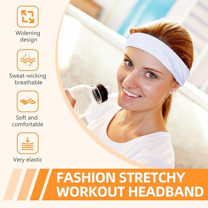 8PCS Summer-Exclusive Non Slip Sports Elastic Soft Running Fashion Headbands Absorb Sweat for Women & Men Working Out, Travel