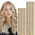 VINBAO Invisi Edge Tape in Extensions Human Hair Invisible 14in 20pcs 40g Highlighted Caramel Blonde and Platinum Blonde Injection Tape in Hair Extensions 14inch #27P60