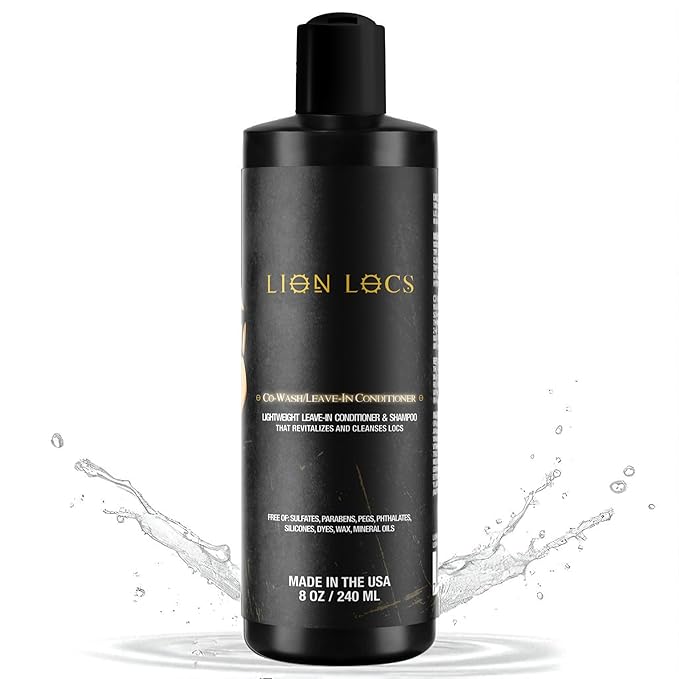 Lion Locs Shampoo and Conditioner for Dreads, Sisterlocks, Locks, & Dreadlocks | Lightweight Vegan Co Wash (8oz)