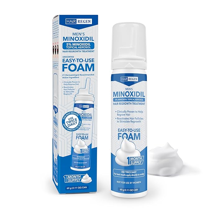Minoxidil Foam for Men 5% Percent - Men's Hair Growth Treatment for Him- Topical Foaming Minoxidil for Men- Great for Hair Regrowth and Reduce Hair Loss - 1 Pack as 1 Month Supply