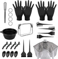 26PCS Hair Dye Coloring Kit, Professional Hair Bleach Kit, Hair Coloring Products, Gloves, Storage Bag, Rubber Band, Shawl, Clips, Brush, Bowl, Ear Cap, Mixing Spoon, Black