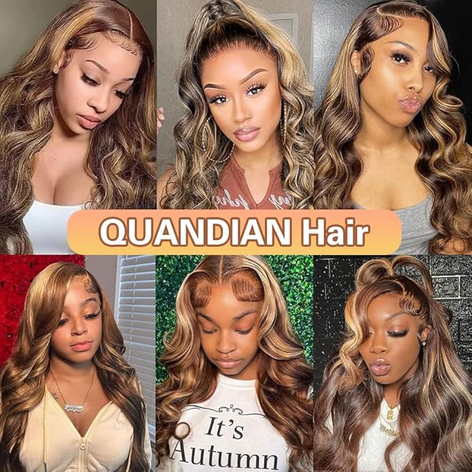 Highlight Lace Front Wigs Human Hair Pre Plucked 180% Density Body Wave Wig 13x6 HD Lace 32 Inch Human Hair Wigs for Black Women Glueless Wigs Pre Plucked