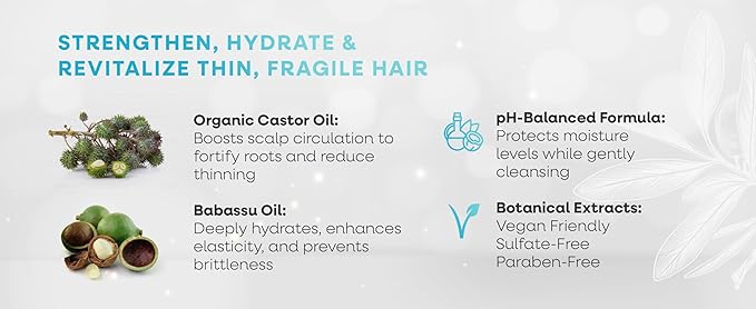 Bio Botanic Oil Magic Conditioner for Thin, Sparse & Brittle Hair | Deeply Hydrating & Strengthening | Organic Castor & Babassu Oils | SLS-Free, Paraben-Free | 500ml