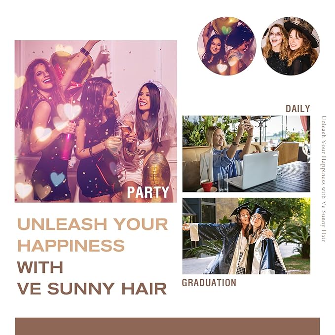 Ve Sunny Human Hair Clip in Extensions Balayage Clip in Hair Extensions Ombre Hair Extensions Clip ins Dark Brown to Light Brown with Blonde Clip on Extensions Easy to Use 16inch 120g 7pcs