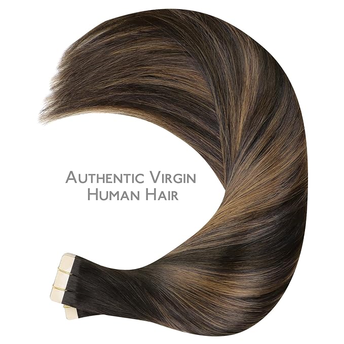 WENNALIFE Tape in Hair Extensions Human Hair, 40pcs 120g 26 inch Balayage Dark Brown Mixed Chestnut Brown Hair Extensions Real Human Hair Straight Tape in Extensions Invisible Human Hair Extensions