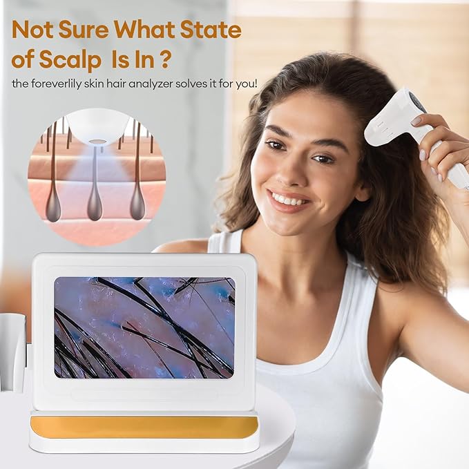 11 Inch HD Screen Scalp Analysis Machine with 50x/200x Lenses, Hair Scalp Analyzer & Microscope for Skin and Hair Follicle, No App Required, for Home & Salon Use