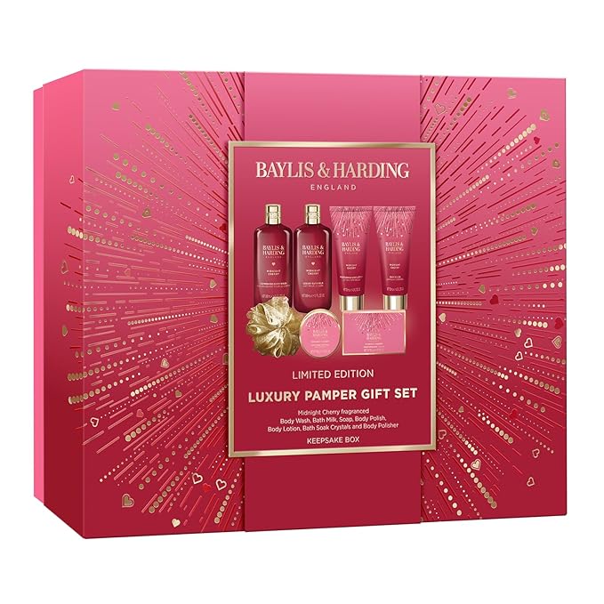 Baylis & Harding Midnight Cherry Luxury Pamper Gift Set - Vegan Friendly