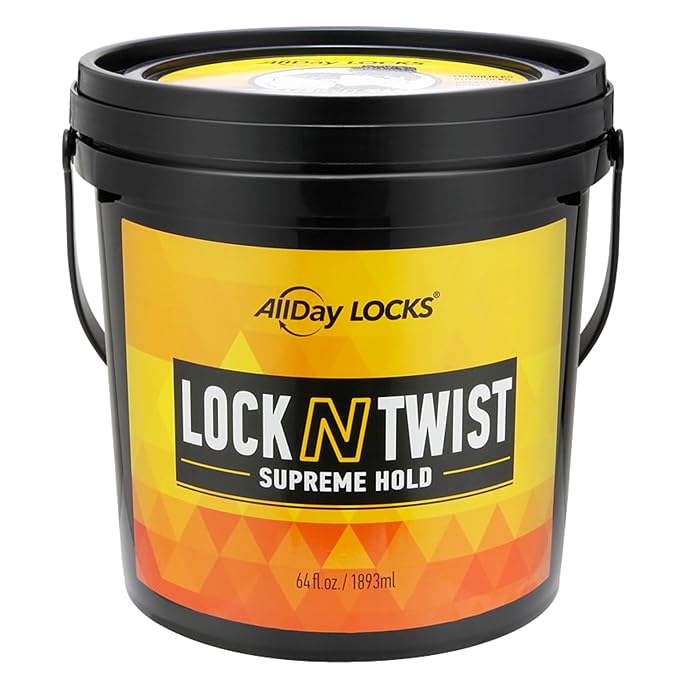 AllDay Locks Lock N Twist (Bucket) | Supreme Hold, No Frizz or Flaking | Hydrating, Nourishing Locking Gel | Grape & Avocado-Infused | Lock & Twist Braids, Locks, Twists, Cornrows | 64 oz