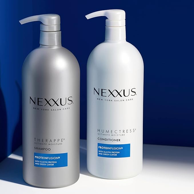 Nexxus Shampoo and Conditioner Therappe Humectress 2 Count for Dry Hair Silicone-Free, Moisturizing Caviar Complex and Elastin Protein for thicker and stronger hair 33.8 oz