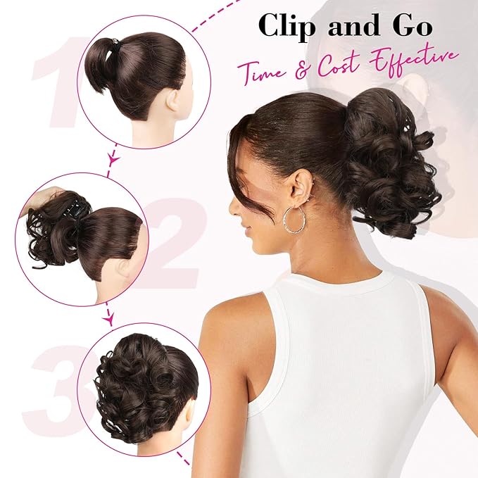 REECHO Ponytail Extension, 9" Short Curly Wavy Claw Clip Pony tails Hair Extensions HP001 Hairpieces for Women - Black