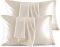 Bedsure King Size Satin Pillowcase Set of 4 - Beige Silky Pillow Cases for Hair and Skin 20x36 Inches, Pillow Covers with Envelope Closure, Similar to Silk Pillow Cases, Gifts for Women Men