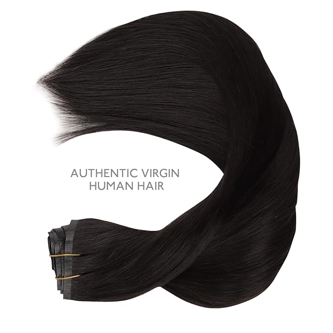 WENNALIFE Seamless Clip In Hair Extensions, 18 Inch 130g 7pcs Natural Black Hair Extensions Clip in Human Hair Invisible PU Skin Weft Natural Remy Human Hair Extensions