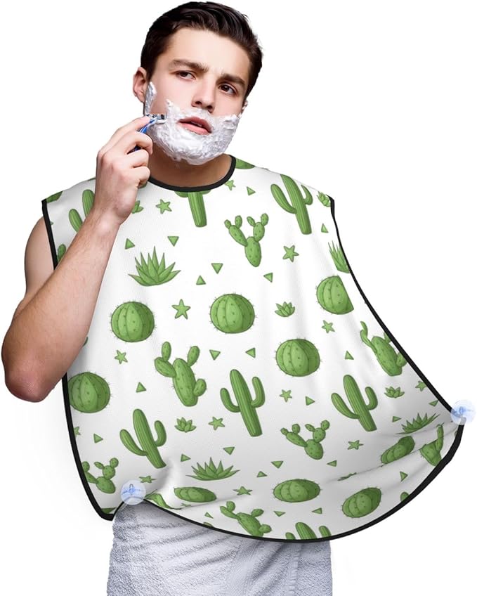 Men's Beard Maintenance Apron, Waterproof & Easy Clean, Cactus