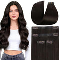 Full Shine Seamless Clip in Hair Extensions, Dark Brown Invisible Hair Extensions Clip in, PU Skin Weft for Thin Hair Add Volume Thinning Hair Extension for Women, Real Human Hair 4Pcs 18inch 85g