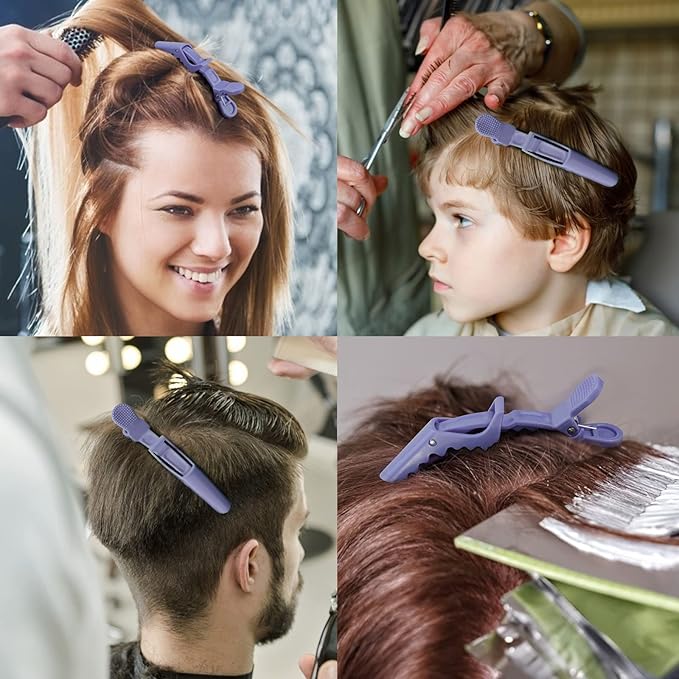 Ondder 14 Pcs Purple Alligator Hair Clips for Styling, Sectioning, Coloring, Cutting, Hair Salon Pro Clips for Women Men Girls Teens