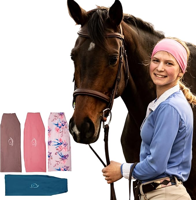 Equestrian Headbands Designed to Wick Moisture and Protect Hair Under Helmets, for Horseback Riding, Biking, and Securing Ear Buds