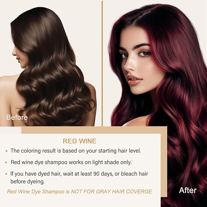 Red Hair Dye Shampoo, Hair Color Shampoo for Women Men, Long Lasting Red Hair Dye, Burgundy Hair Dye, Colors in Minutes, Shampoo Para Pintar el Cabello, Easy to Use, 16.90 Fl Oz