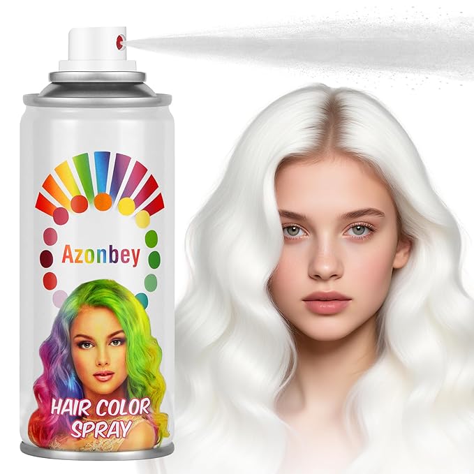 Halloween Hair Spray,Temporary Hair Color Spray for Women Kids Men,Washable Hairspray,Colored Hair Spray,Color Hairspray for Halloween,Party,Cosplay,Christmas Day (White)